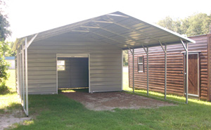 Metal Carport with Utility Shed